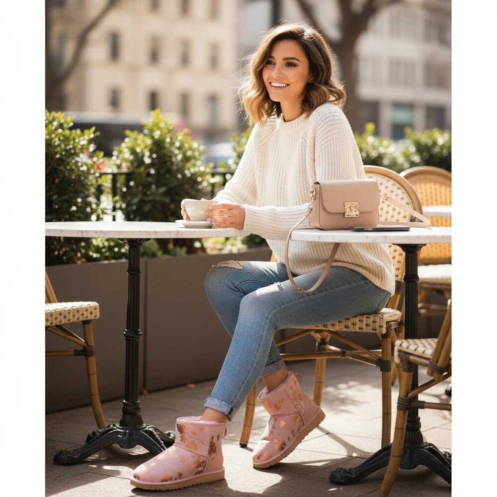 NIB UGG Women's Classic Mini Floral Foil